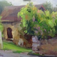 Picardy France cottage plein air painting