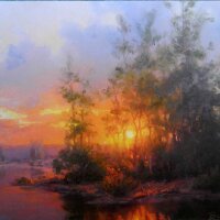 paintings of sunsets notecards