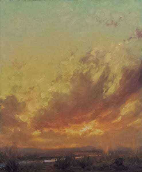 sunset clouds landscape painting